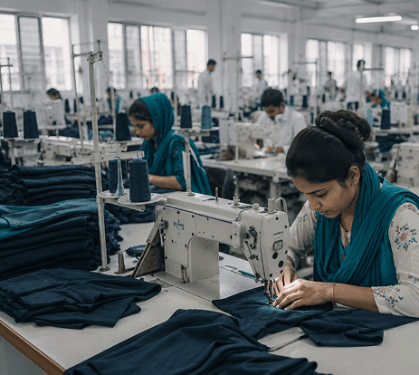 Apparel manufacturing sewing line in Bangladesh